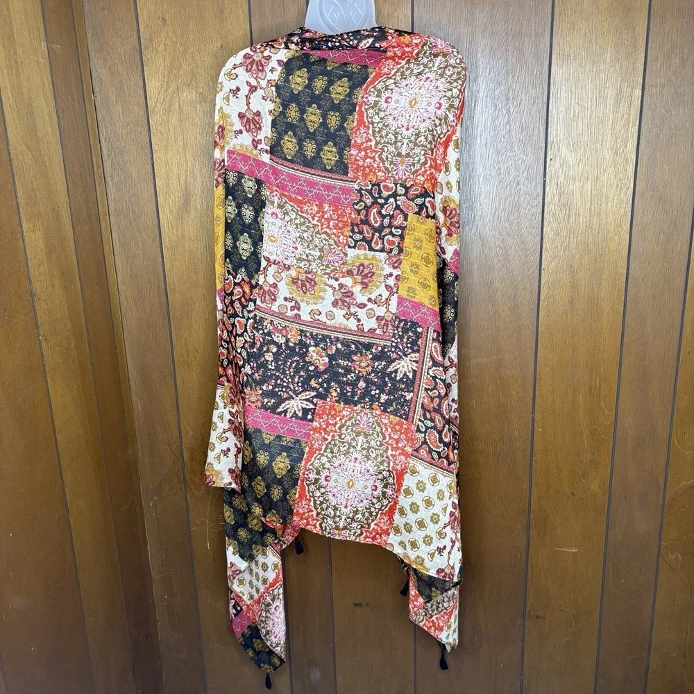 Oversized Boho Patchwork Print Scarf Wrap Shawl Tassel‎ 73x34 Earthy Festival